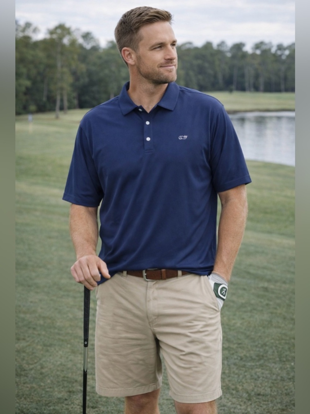 Vineyard Vines Navy Performance Polo XL Whale Logo Country Club Golf‎